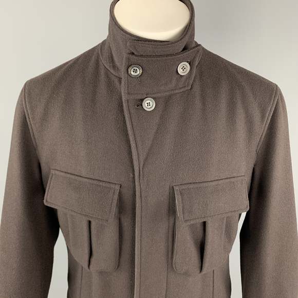 GUCCI Chest Brown Wool Peak Lapel Hidden Buttons Back Pockets Jacket - Picture 3 of 7